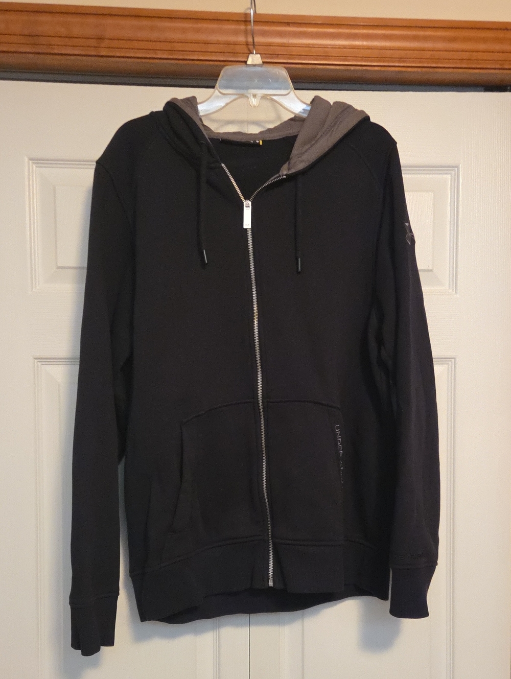 Under Armour Black Zip-Up Hoodie with Gray Hood Lining